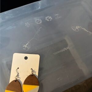 Yellow and Brown Teardrop Earrings